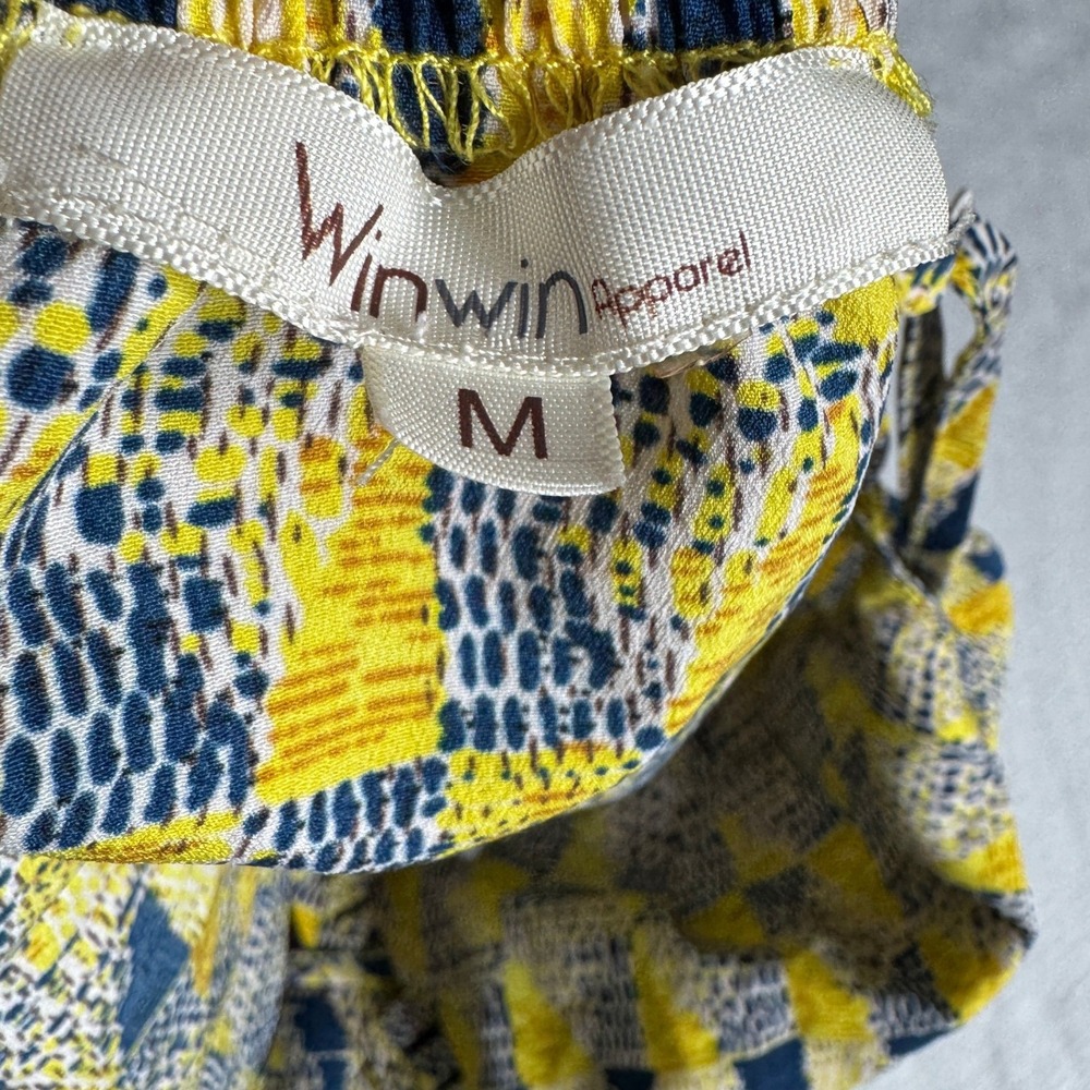 Winwin Apparel Yellow Geometric Print Babydoll Cami Tank Top Womens Medium - Picture 5 of 8